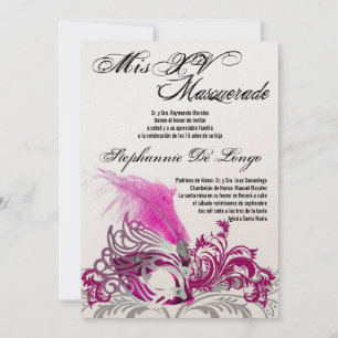 5x7 Masquerade Quinceanera Birthday Uitnodiging
