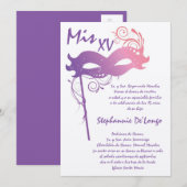 5x7 Masquerade Quinceanera Birthday Uitnodiging (Voorkant / Achterkant)