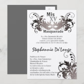 5x7 Masquerade Quinceanera Birthday Uitnodiging (Voorkant / Achterkant)