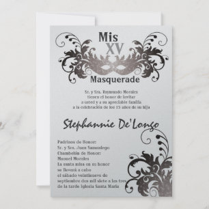 5x7 Masquerade Quinceanera Birthday Uitnodiging