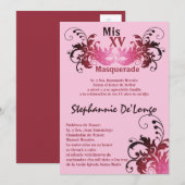 5x7 Masquerade Quinceanera Birthday Uitnodiging (Voorkant / Achterkant)