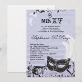 5x7 Masquerade Quinceanera Birthday Uitnodiging (Voorkant / Achterkant)