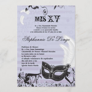 5x7 Masquerade Quinceanera Birthday Uitnodiging