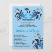 5x7 Masquerade Quinceanera Birthday Uitnodiging (Voorkant)
