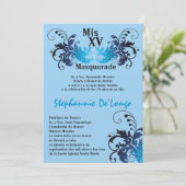 5x7 Masquerade Quinceanera Birthday Uitnodiging (Staand voorkant)