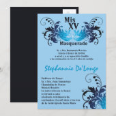 5x7 Masquerade Quinceanera Birthday Uitnodiging (Voorkant / Achterkant)