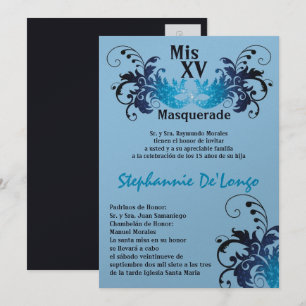 5x7 Masquerade Quinceanera Birthday Uitnodiging