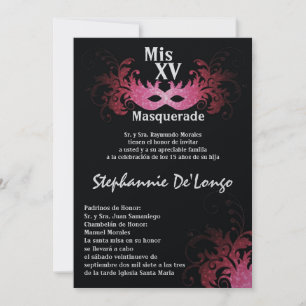 5x7 Masquerade Quinceanera Birthday Uitnodiging