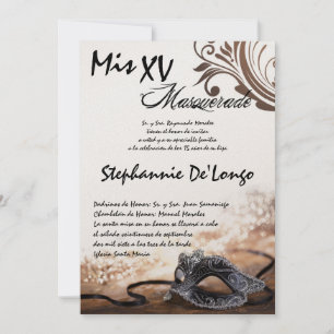 5x7 Masquerade Quinceanera Birthday Uitnodiging