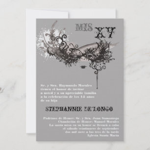 5x7 Masquerade Quinceanera Birthday Uitnodiging