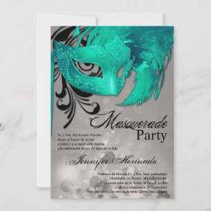 5x7 Masquerade Quinceanera Birthday Uitnodiging