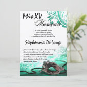 5x7 Masquerade Quinceanera Birthday Uitnodiging (Staand voorkant)