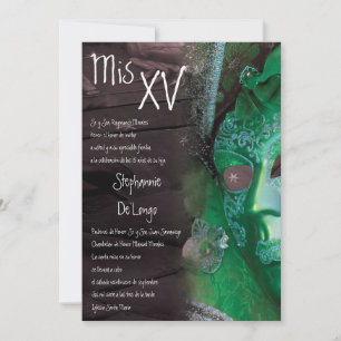 5x7 Masquerade Quinceanera Birthday Uitnodiging