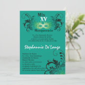 5x7 Masquerade Quinceanera Birthday Uitnodiging (Staand voorkant)