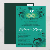 5x7 Masquerade Quinceanera Birthday Uitnodiging (Voorkant / Achterkant)