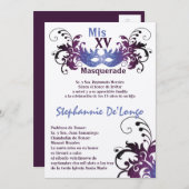 5x7 Masquerade Quinceanera Birthday Uitnodiging (Voorkant / Achterkant)