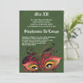 5x7 Masquerade Quinceanera Birthday Uitnodiging (Staand voorkant)