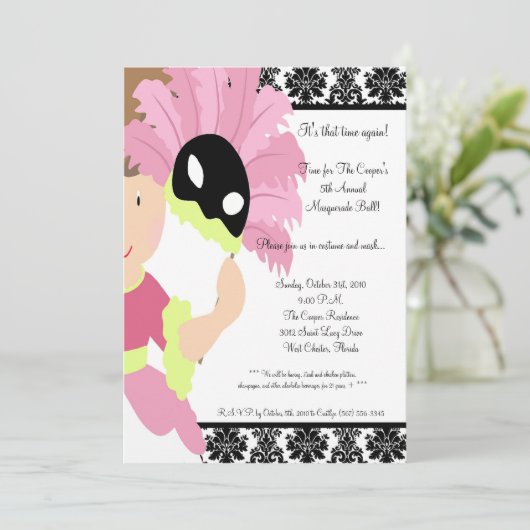 5x7 MasqueradeBall Halloween Bash Party Invitation Kaart (Staand voorkant)