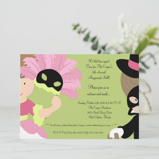 5x7 MasqueradeBall Halloween Bash Party Uitnodigin Kaart (Staand voorkant)