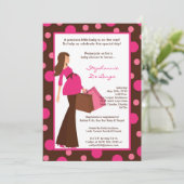 5x7 Meisje Modern Mod Mom Baby shower Uitnodiging (Staand voorkant)