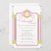 5x7 Meisje Prinses Koets Verjaardag Uitnodiging (Voorkant / Achterkant)