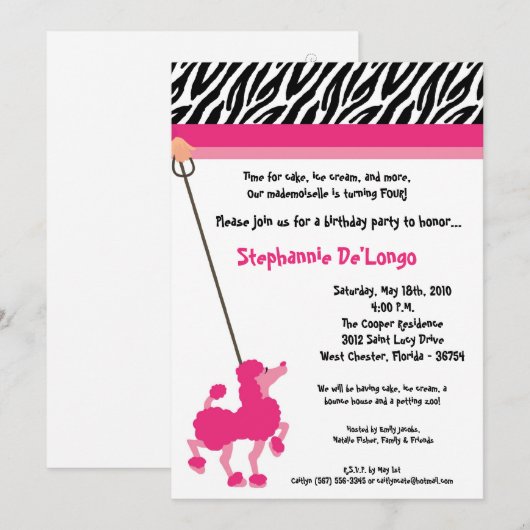 5x7 Meisje Roze Poedel Parijs Verjaardag Par Uitno Kaart (Voorkant / Achterkant)