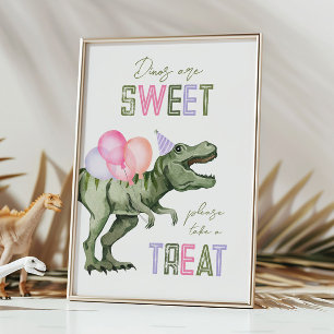 5x7 Meisjes Dinosaurus Behandel Teken Kaart