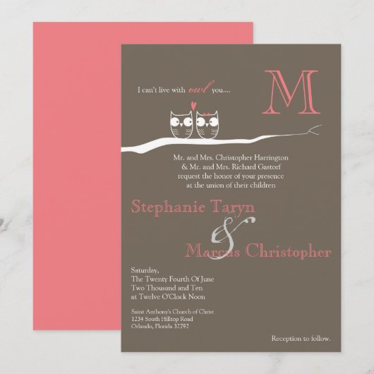 5x7 met Owl You Woodland Hoot Weduwen Uitnodiging (Voorkant / Achterkant)