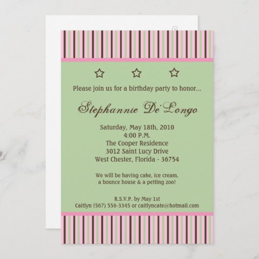 5x7 Mint Sterren en Strepen Verjaardag Par Uitnodi Kaart (Voorkant / Achterkant)