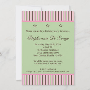 5x7 Mint Sterren en Strepen Verjaardag Par Uitnodi Kaart