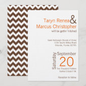 5x7 modern bruin Sinaasappel Chevron bruiloft uitn Kaart (Voorkant / Achterkant)