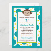5x7 Modern Mod Monkey Birthday Party nodigt uit Kaart (Voorkant / Achterkant)