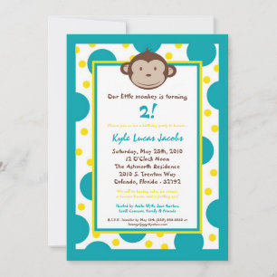 5x7 Modern Mod Monkey Birthday Party nodigt uit Kaart
