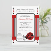 5x7 Modern Mod Red Lady Bug Baby shower Uitnodigin Kaart (Staand voorkant)