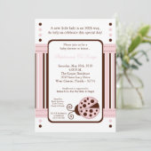 5x7 Modern Mod Roze Lady Bug Baby shower Uitnodigi Kaart (Staand voorkant)