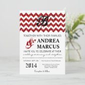 5x7 Modern Red Glitter Chevron Weddenschap Kaart (Staand voorkant)
