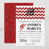 5x7 Modern Red Glitter Chevron Weddenschap Kaart (Voorkant / Achterkant)