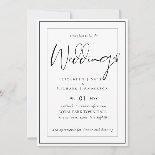 5x7 Modern Script Overlay Budget Wedding nodigt ui (Voorkant)