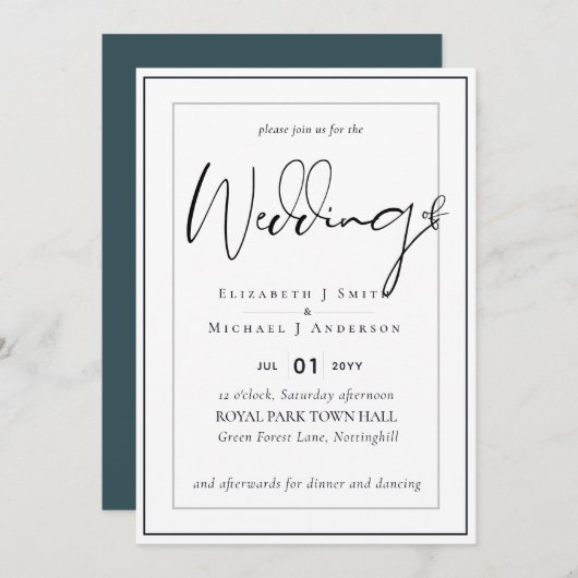 5x7 Modern Script Overlay Budget Wedding nodigt ui (Voorkant / Achterkant)