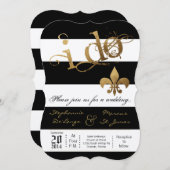 5x7 Modern Streep Fleur De Leis Trouw Uitnodiging (Voorkant / Achterkant)