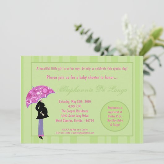 5x7 Moderne Mod Mam Shopping Baby shower Uitnodigi Kaart (Staand voorkant)