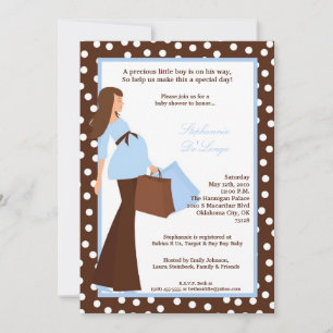 5x7 Moderne Mod Mam Shopping Baby shower Uitnodigi Kaart