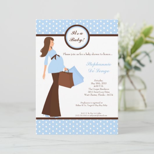 5x7 Moderne Mod Mam Shopping Baby shower Uitnodigi Kaart (Staand voorkant)