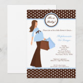 5x7 Moderne Mod Mam Shopping Baby shower Uitnodigi Kaart (Voorkant / Achterkant)