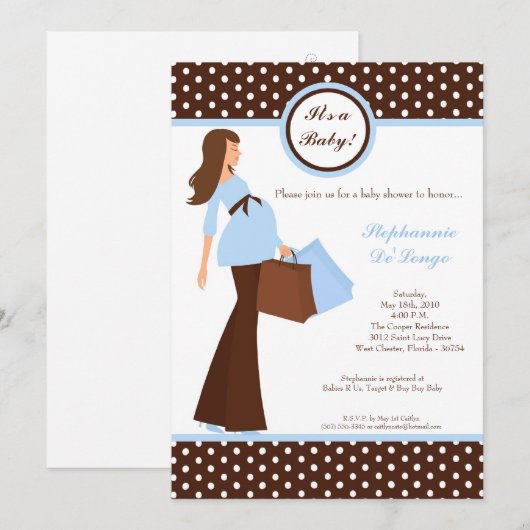 5x7 Moderne Mod Mam Shopping Baby shower Uitnodigi Kaart (Voorkant / Achterkant)