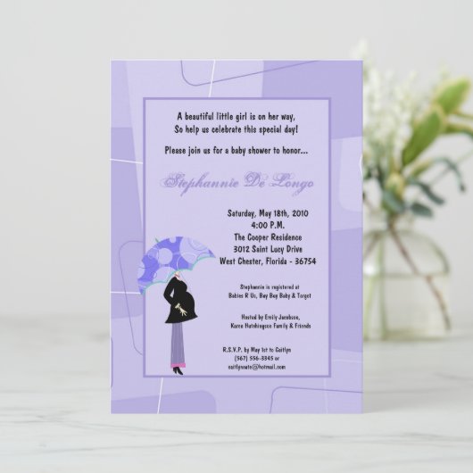 5x7 Moderne Mod Mam Shopping Baby shower Uitnodigi Kaart (Staand voorkant)