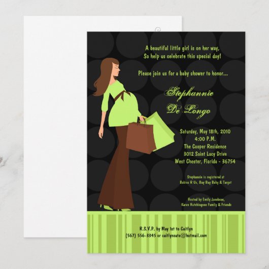 5x7 Moderne Mod Mam Shopping Baby shower Uitnodigi Kaart (Voorkant / Achterkant)