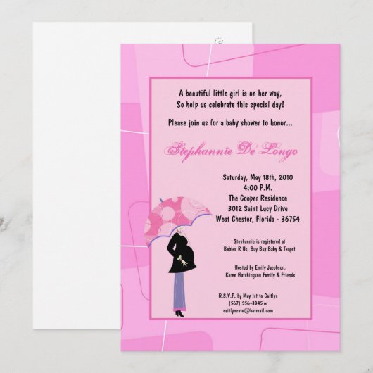 5x7 Moderne Mod Mam Shopping Baby shower Uitnodigi Kaart (Voorkant / Achterkant)