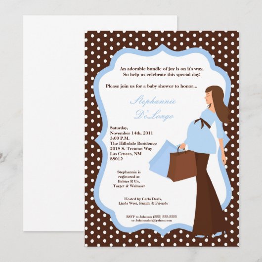 5x7 Moderne Mod Mam Shopping Baby shower Uitnodigi Kaart (Voorkant / Achterkant)