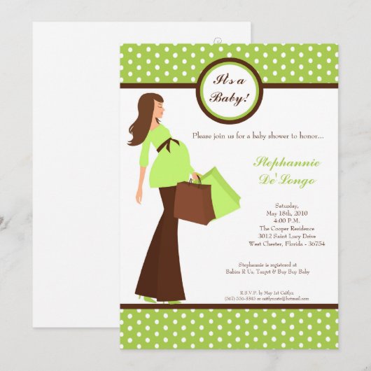 5x7 Moderne Mod Mam Shopping Baby shower Uitnodigi Kaart (Voorkant / Achterkant)